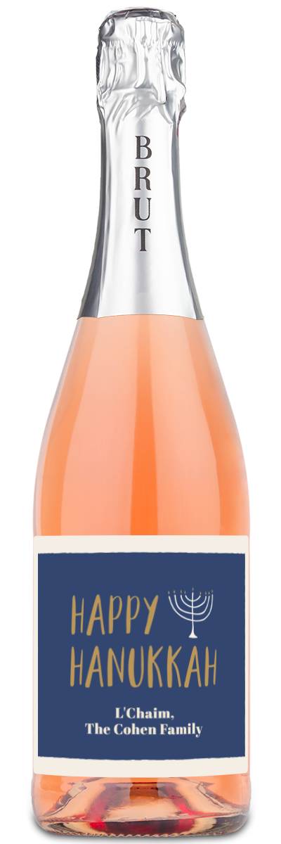 Hanukkah Menorah Label - Personalized Wine