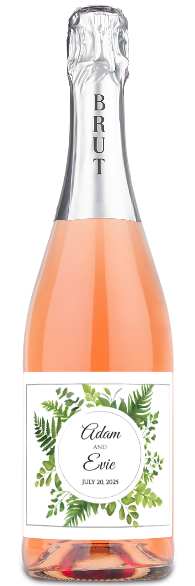 Green Leaves Monogram - Personalized Wine