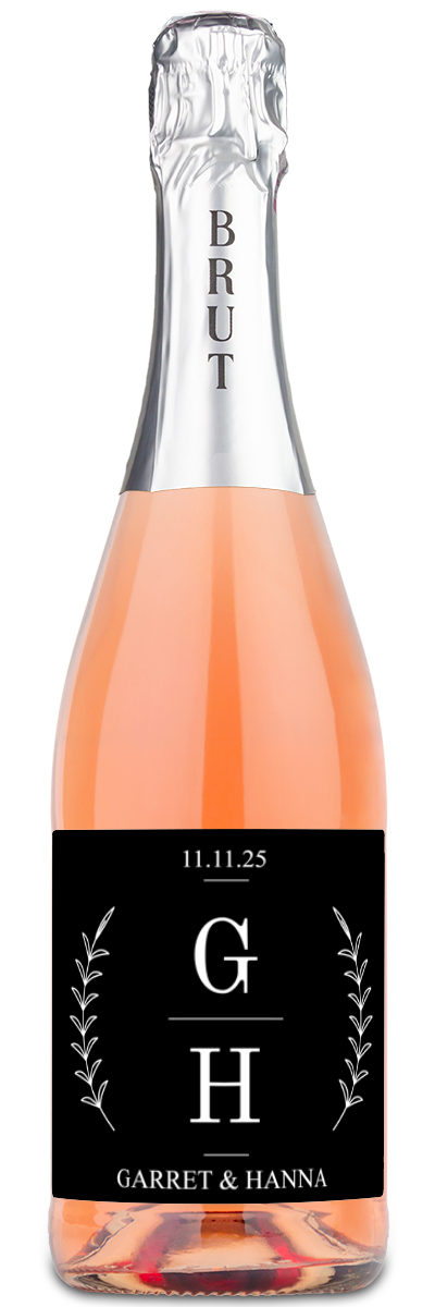 Laurel Branches Monogram Label - Personalized Wine