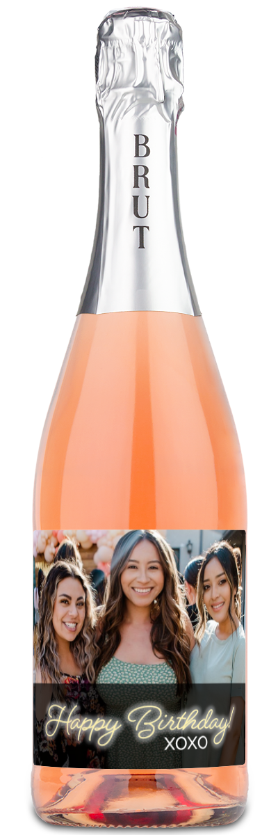 Happy Birthday Photo Label - Personalized Wine