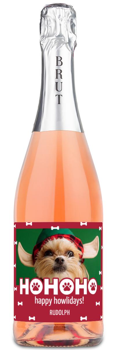 Happy Howlidays Pet Label - Christmas Wine