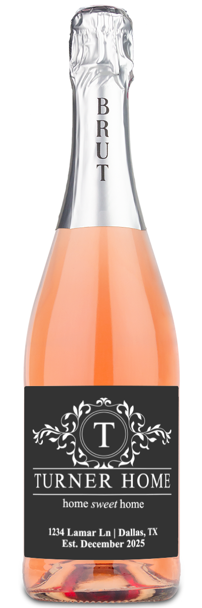 Monogram Home Sweet Home - Personalized Housewarming Wine