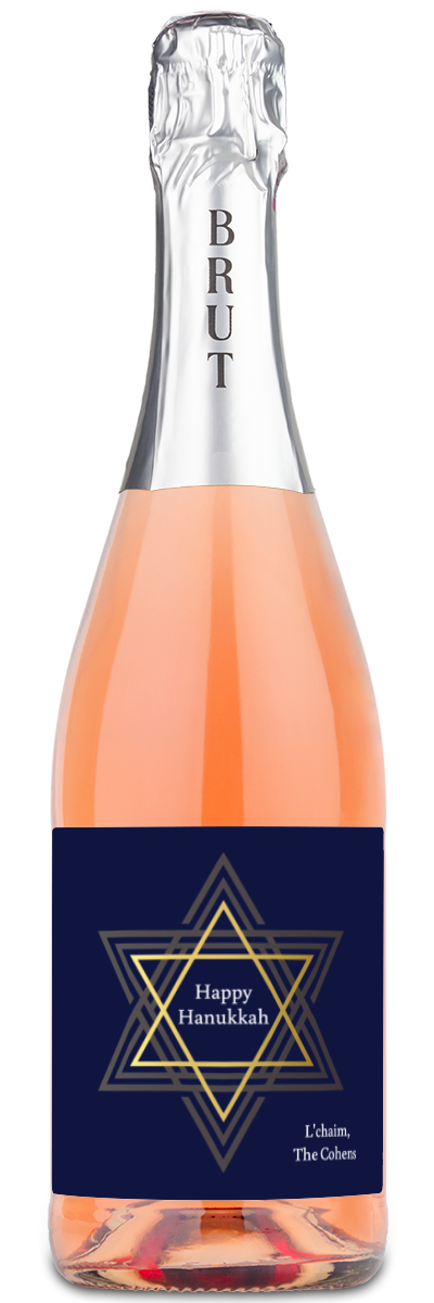 Happy Hanukkah Star Label - Personalized Wine