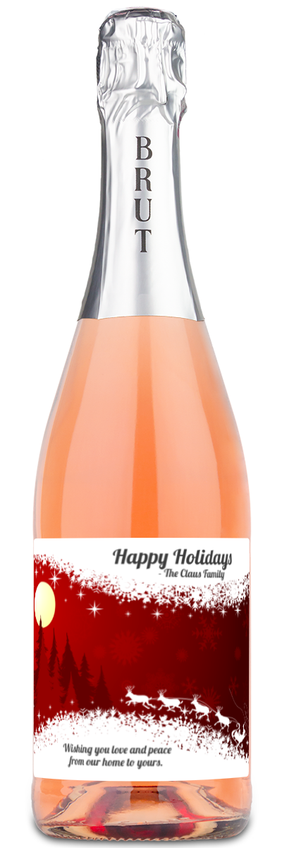 Christmas Silhouette Label - Personalized Holiday Wine