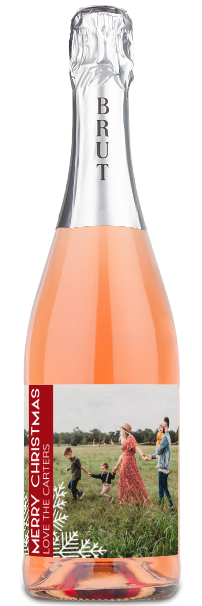 Snowflake Photo Label - Custom Christmas Wine