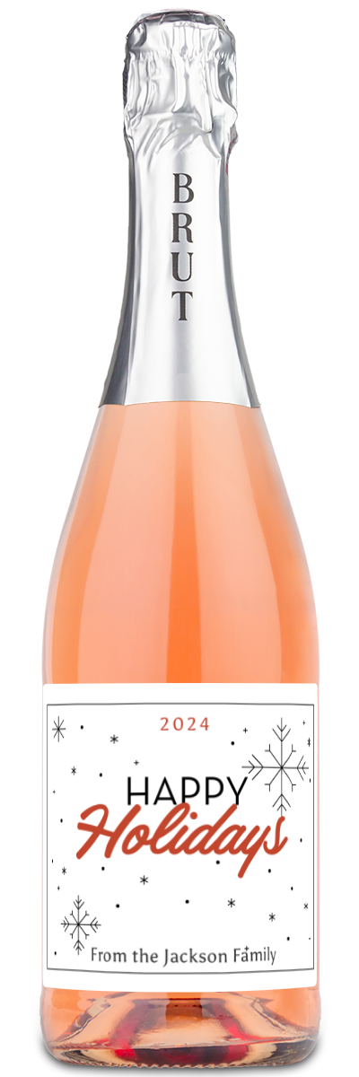 Happy Holidays Snowflake Label - Personalized Wine