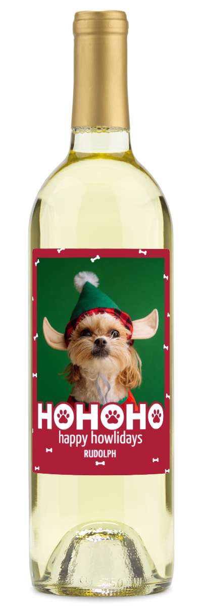 Happy Howlidays Pet Label - Christmas Wine