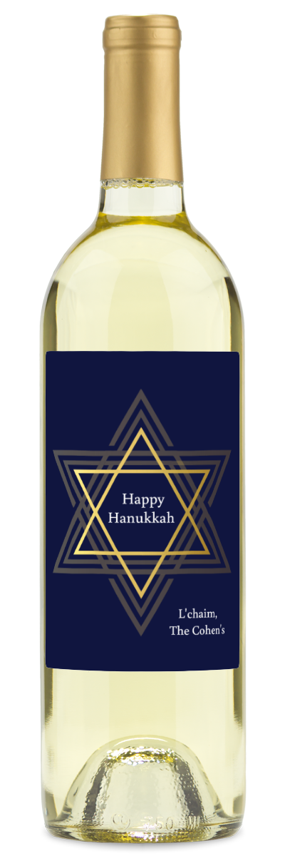 Happy Hanukkah Star Label - Personalized Wine