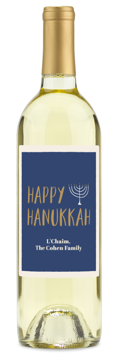 Hanukkah Menorah Label - Personalized Wine