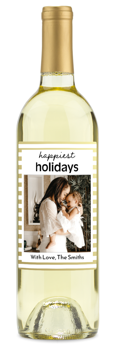 Happiest Holidays Label - Personalized Wine