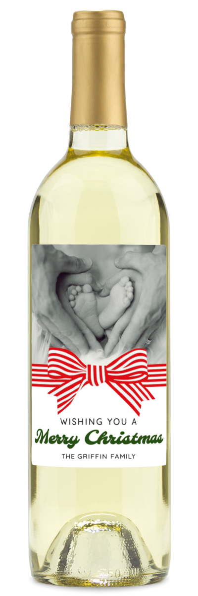 Christmas Bow Label - Custom Holiday Wine