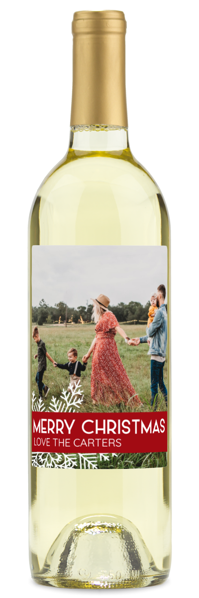 Snowflake Photo Label - Custom Christmas Wine