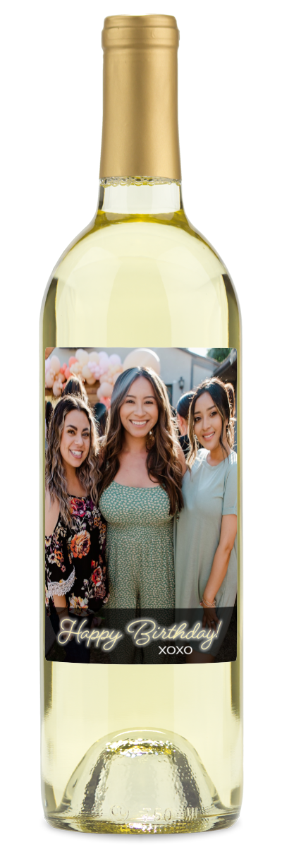 Happy Birthday Photo Label - Personalized Wine