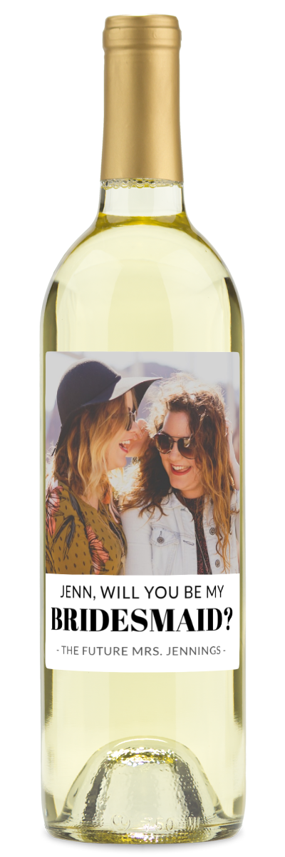 Bridesmaid Photo Label - Personalized Wine