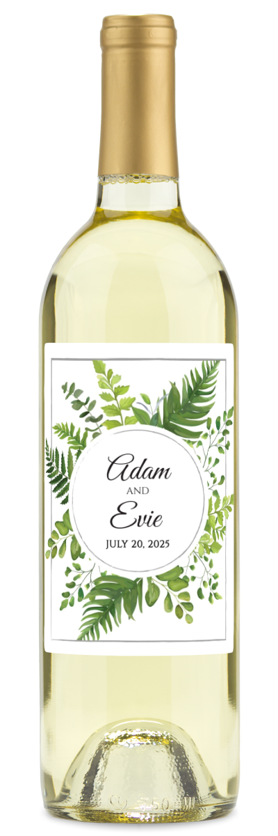 Green Leaves Monogram - Personalized Wine