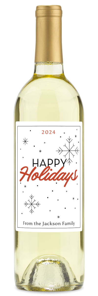 Happy Holidays Snowflake Label - Personalized Wine