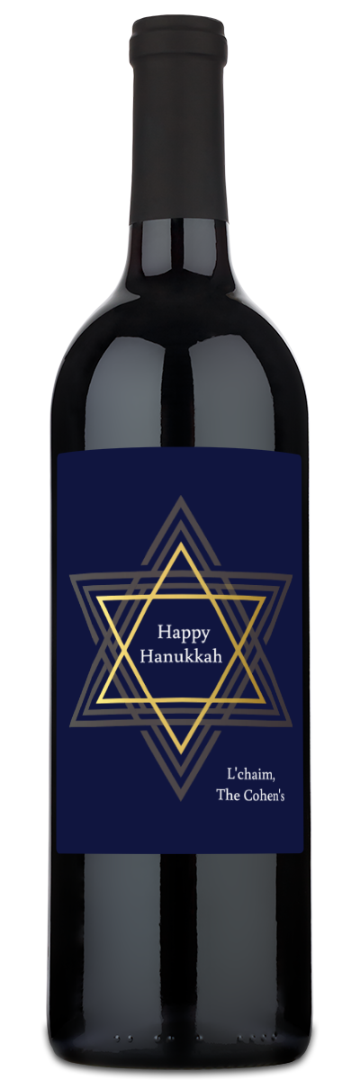 Happy Hanukkah Star Label - Personalized Wine