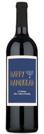 A wine bottle with a Hanukkah Menorah label, personalized for the Cohen Family.