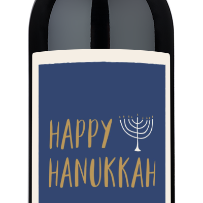 A wine bottle with a Hanukkah Menorah label, personalized for the Cohen Family.