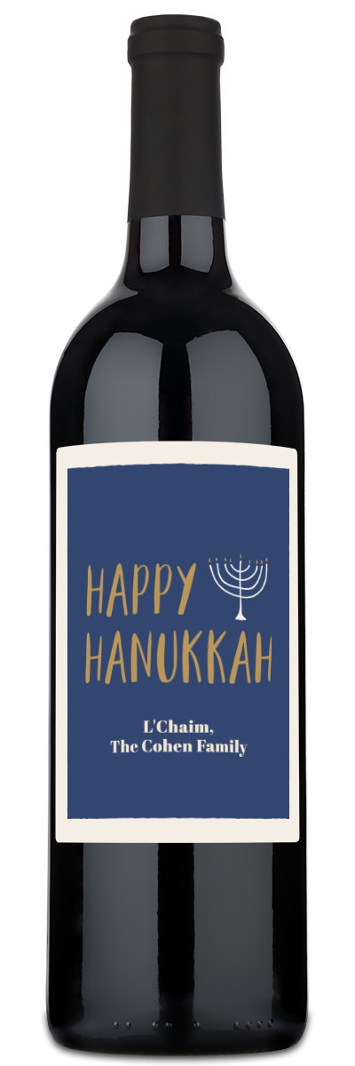 Hanukkah Menorah Label - Personalized Wine