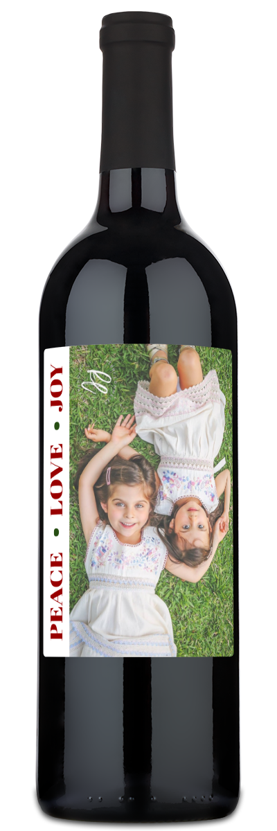 Peace Love Joy Photo - Custom Holiday Wine