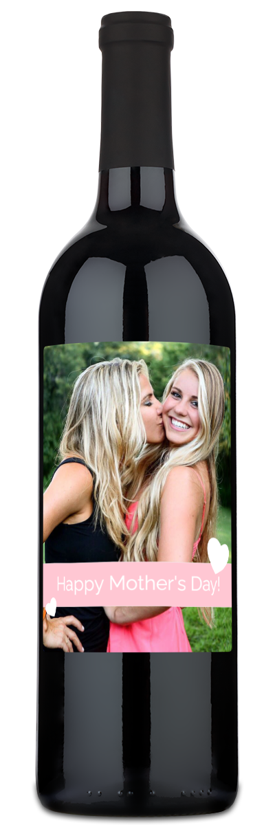 Mother's Day Hearts Photo - Personalized Wine