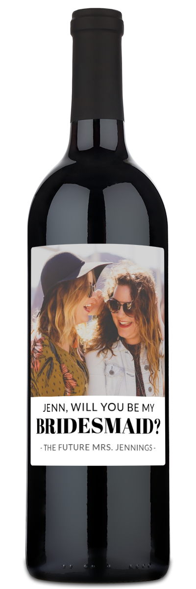 Bridesmaid Photo Label - Personalized Wine