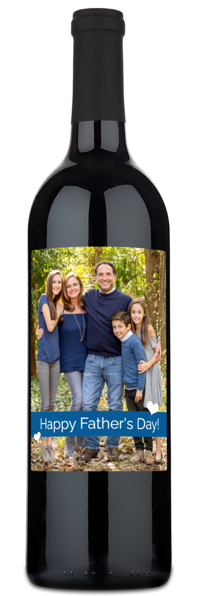 Father's Day Heart Photo - Personalized Wine
