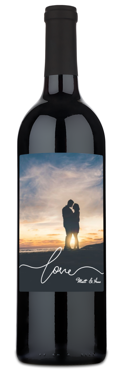 Love Script Photo - Personalized Wine