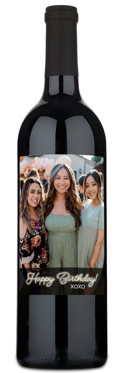 Happy Birthday Photo Label - Personalized Wine