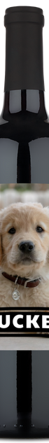 Personalwine Pet Photo Label - Personalized Wine with a golden retriever puppy and TUCKER in bold white letters.