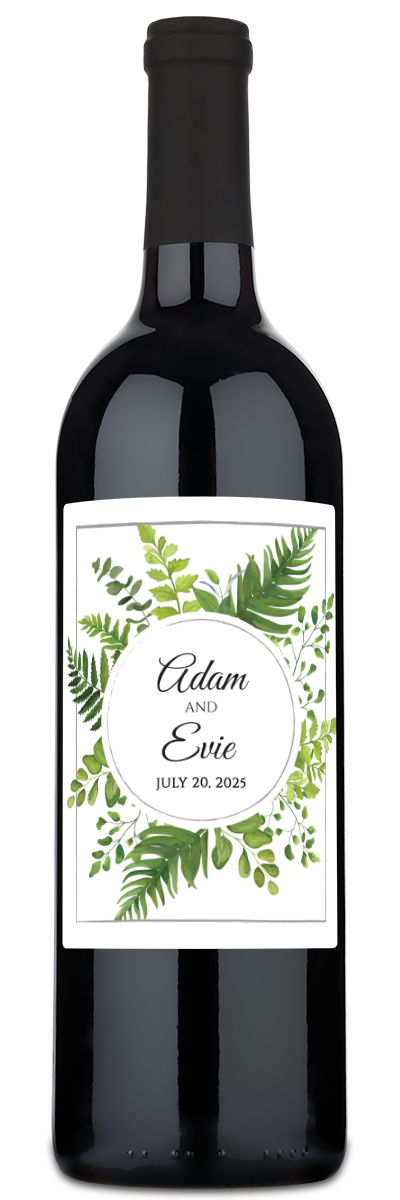 Green Leaves Monogram - Personalized Wine