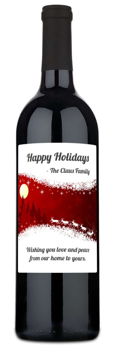 Christmas Silhouette Label - Personalized Holiday Wine
