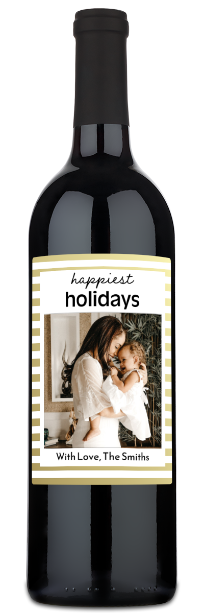 Happiest Holidays Label - Personalized Wine