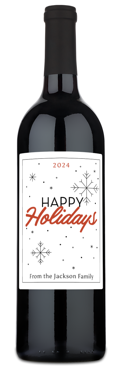 Happy Holidays Snowflake Label - Personalized Wine