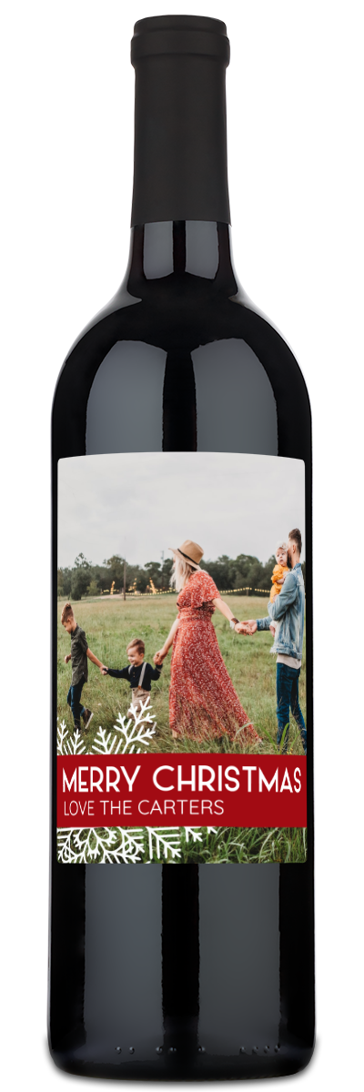 Snowflake Photo Label - Custom Christmas Wine