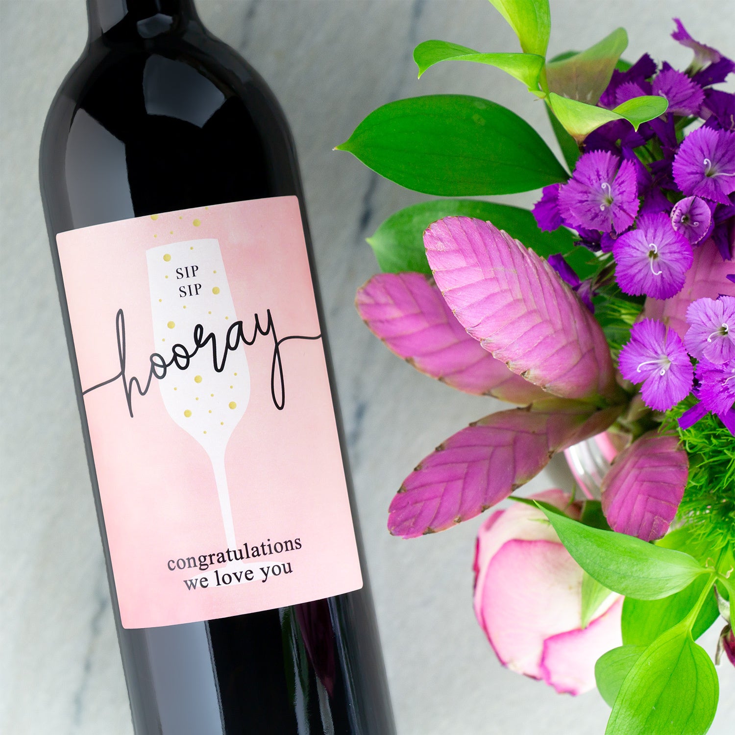 Sip Sip Hooray Congratulations - Personalized Wine