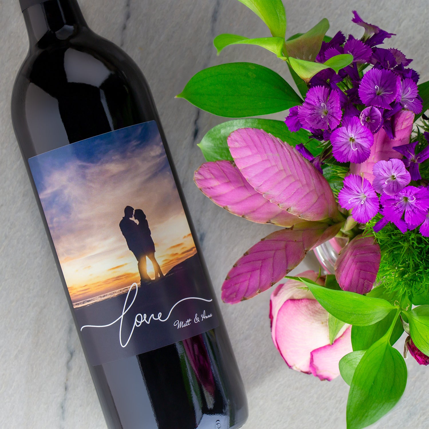 Love Script Photo - Personalized Wine