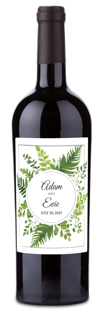 Green Leaves Monogram - Personalized Wine