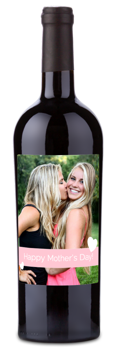Mother's Day Hearts Photo - Personalized Wine