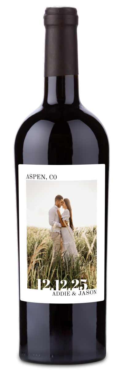 Wedding Day Photo Label - Personalized Wine