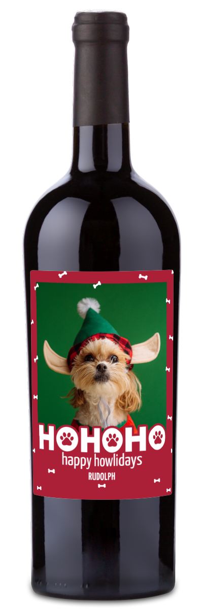 Happy Howlidays Pet Label - Christmas Wine
