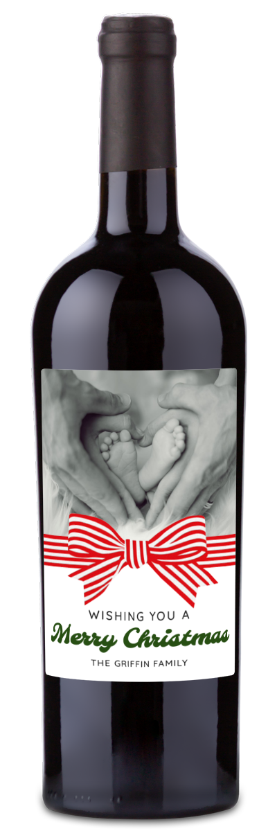 Christmas Bow Label - Custom Holiday Wine