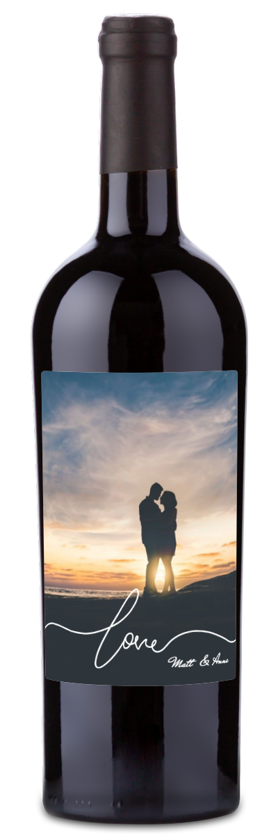 Love Script Photo - Personalized Wine