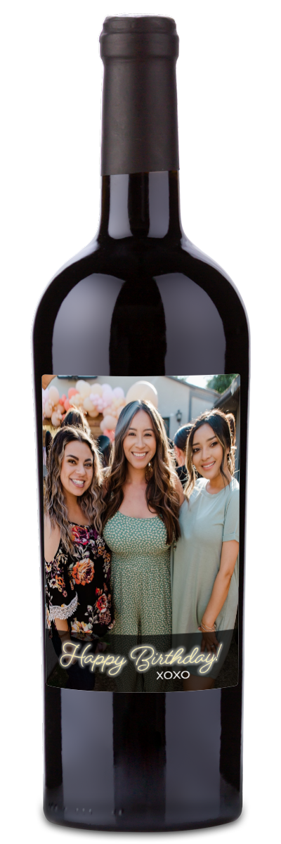 Happy Birthday Photo Label - Personalized Wine