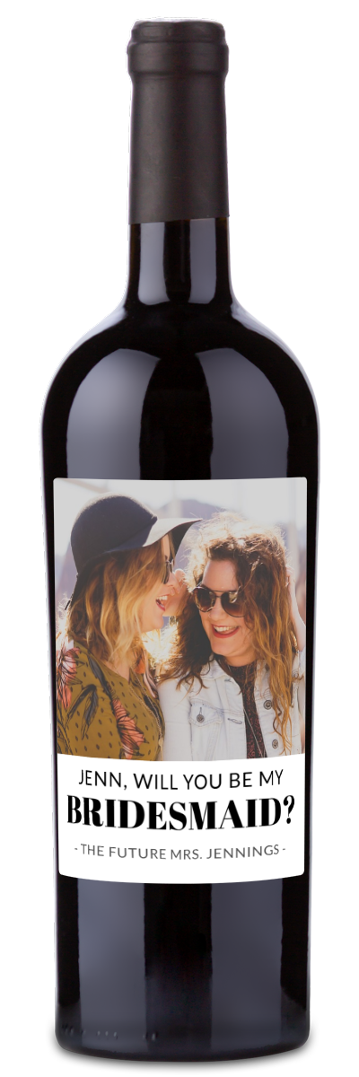 Bridesmaid Photo Label - Personalized Wine