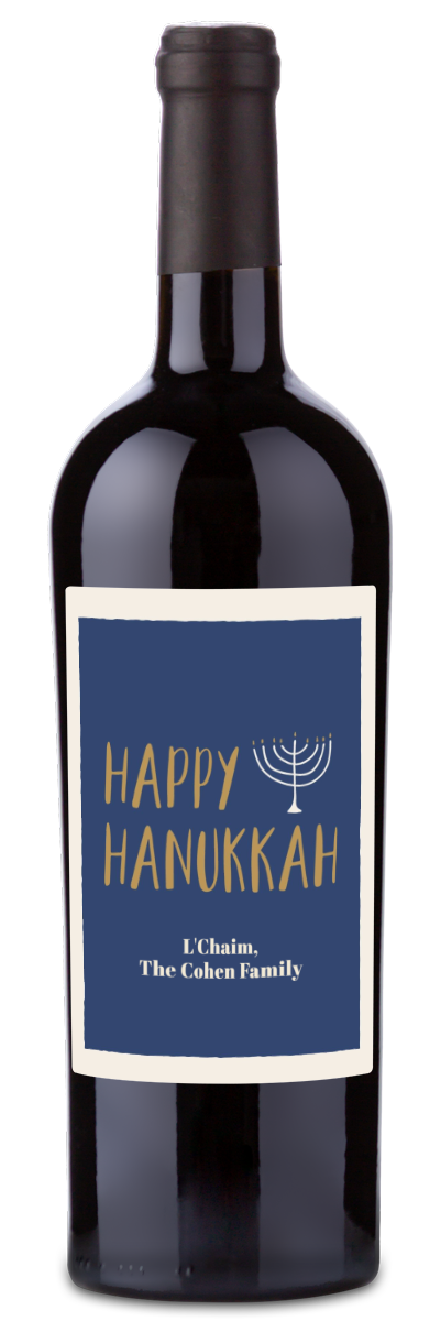 Hanukkah Menorah Label - Personalized Wine