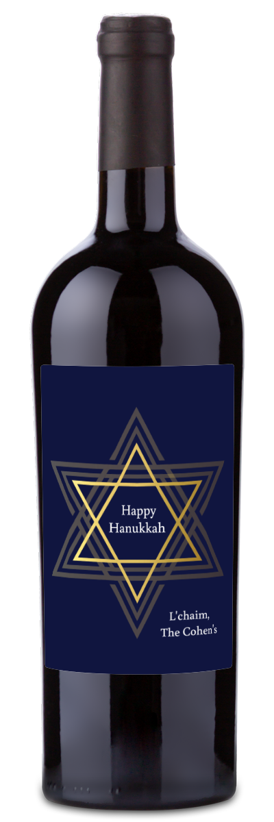 Happy Hanukkah Star Label - Personalized Wine