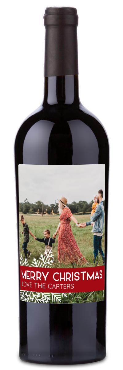 Snowflake Photo Label - Custom Christmas Wine