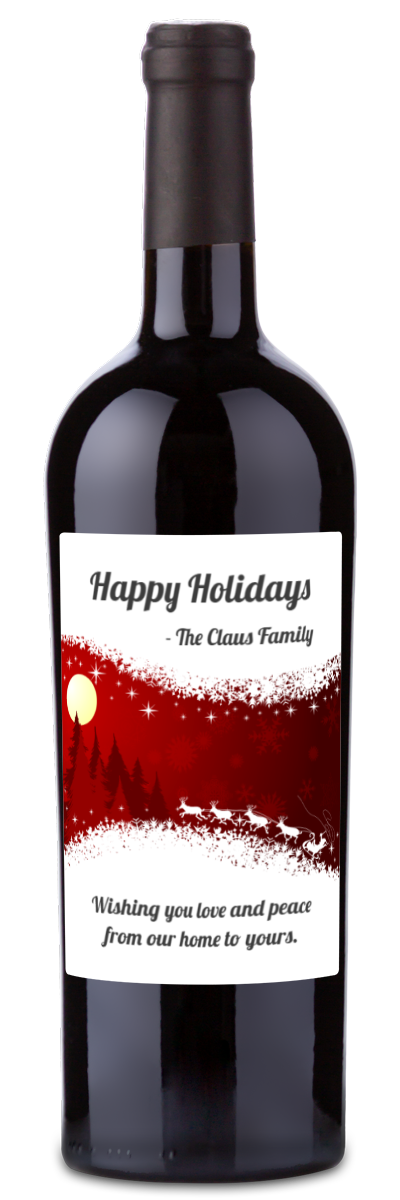 Christmas Silhouette Label - Personalized Holiday Wine